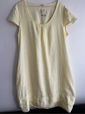 Malvin I ❤️ Linen 100% Linen Pale Yellow Scoop-Neck Mini Dress Size XL